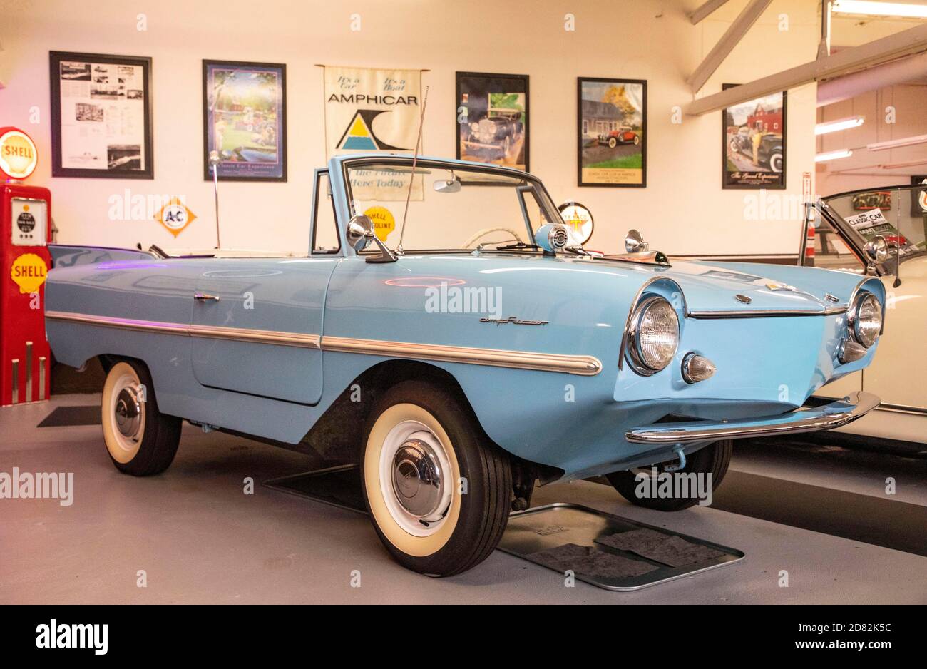 Chicago, USA. 25th Oct, 2020. A 1964 Amphicar 770 Convertible is seen at Klairmont Kollections in Chicago, Illinois, the United States, on Oct. 25, 2020. Klairmont Kollections is a private car collection museum with an assemblage of over 300 vehicles. Credit: Joel Lerner/Xinhua/Alamy Live News Stock Photo