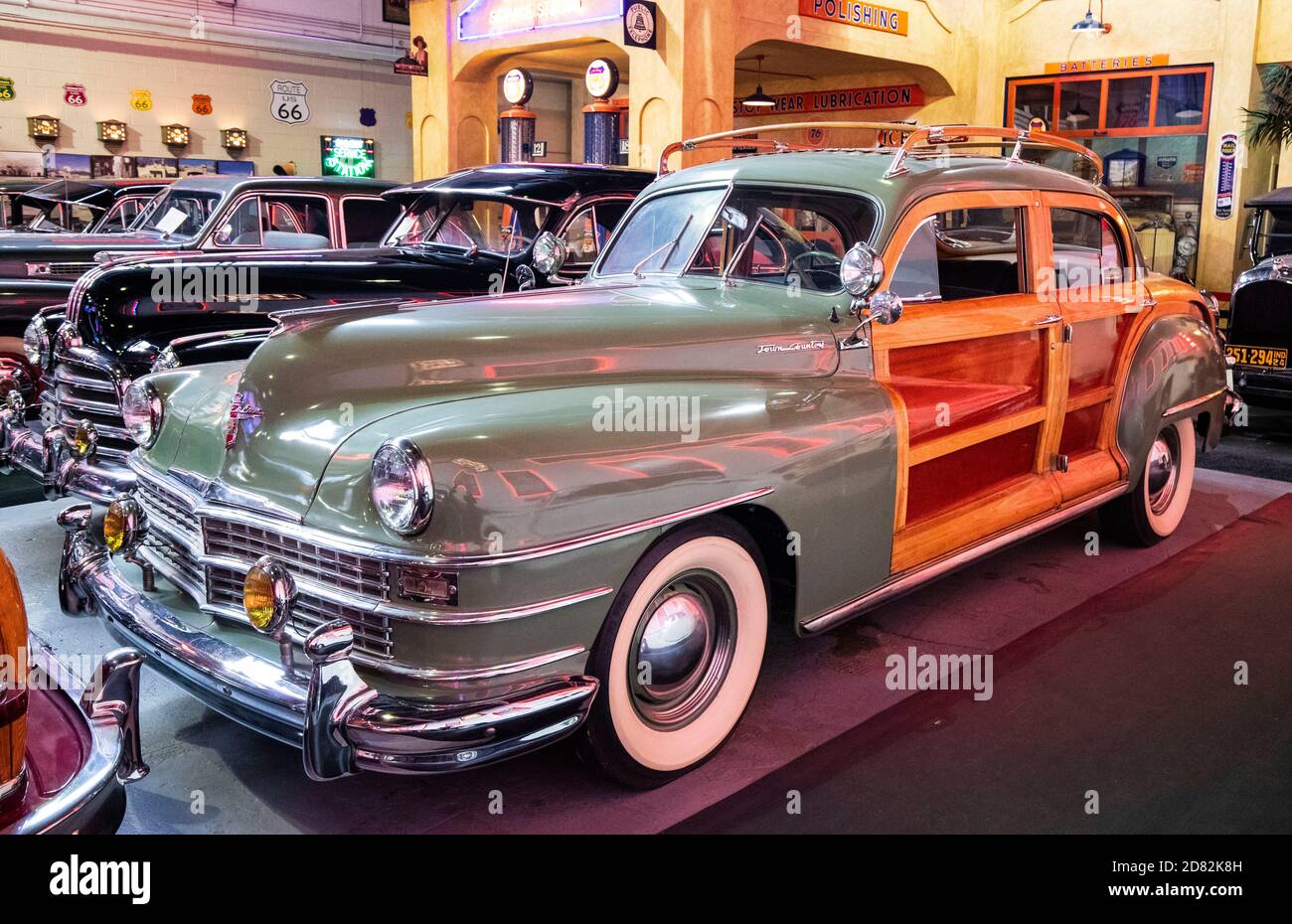 Chicago, USA. 25th Oct, 2020. A 1947 Chrysler Town and Country Convertible is seen at Klairmont Kollections in Chicago, Illinois, the United States, on Oct. 25, 2020. Klairmont Kollections is a private car collection museum with an assemblage of over 300 vehicles. Credit: Joel Lerner/Xinhua/Alamy Live News Stock Photo