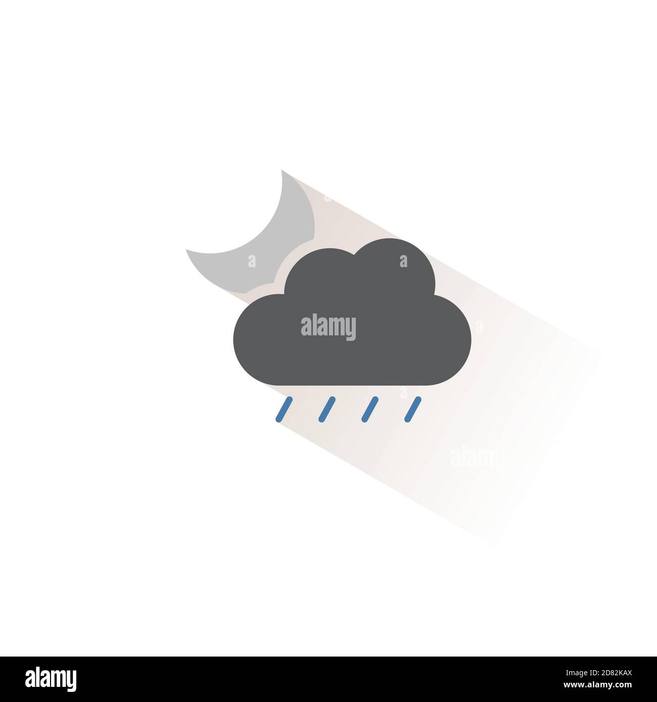 Soft rain, cloud and moon. Isolated color icon. Weather glyph vector ...