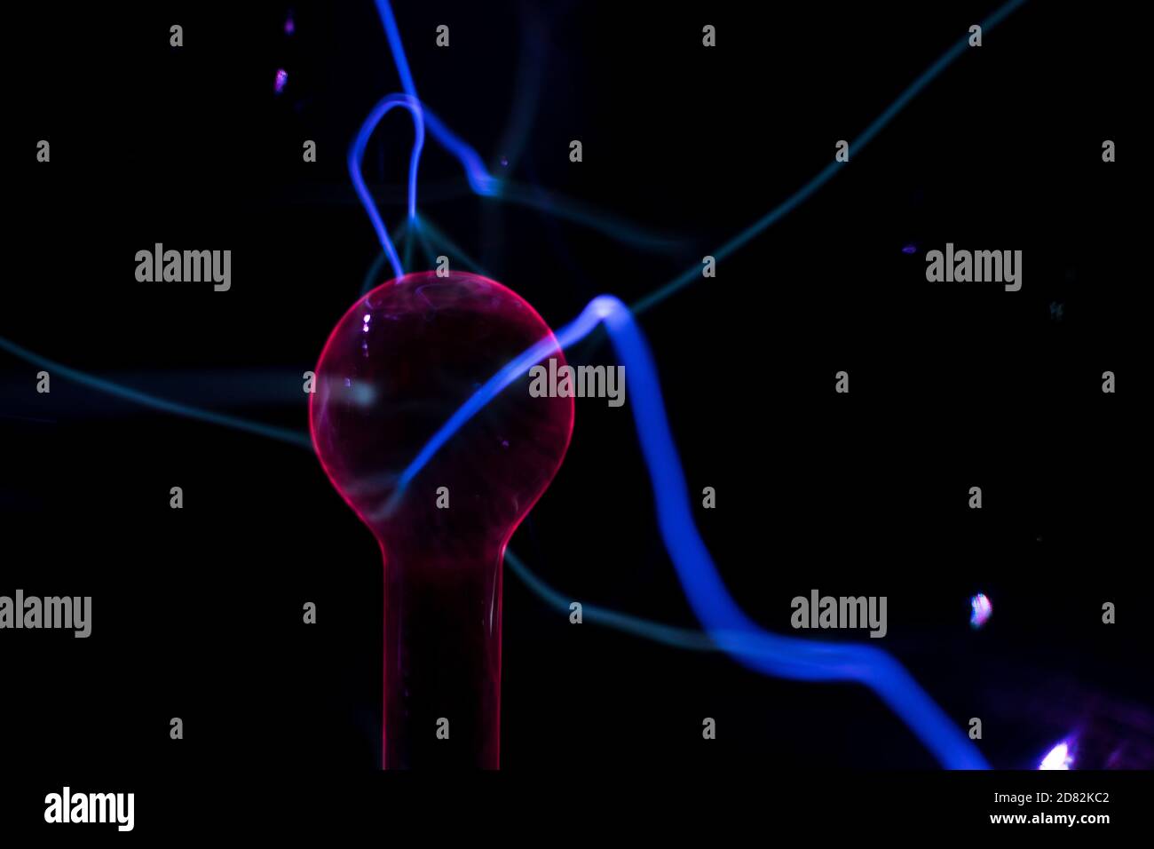 Closeup plasma lamp, electric discharge plasma ball. Small electrical