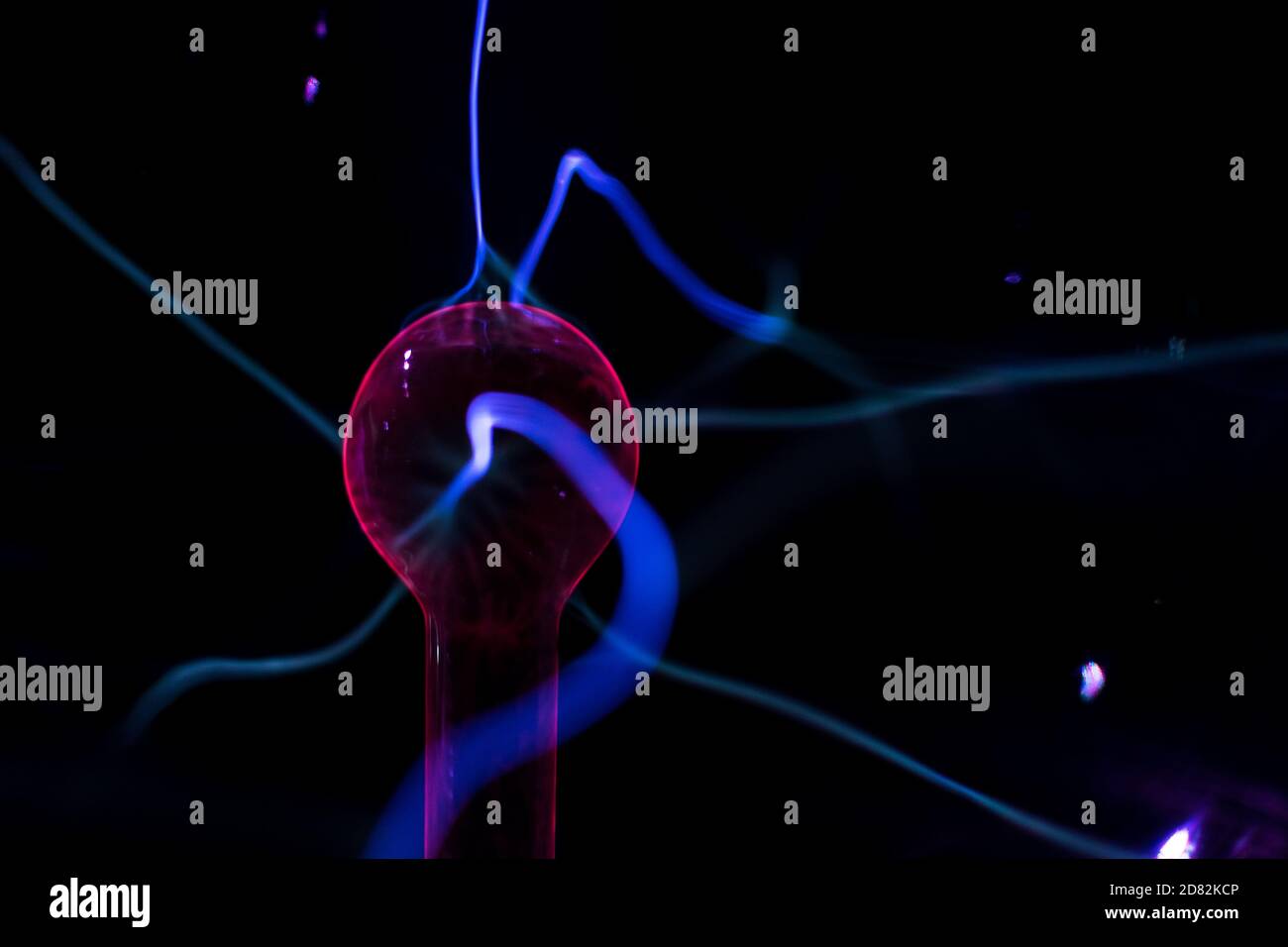Closeup plasma lamp, electric discharge plasma ball. Small electrical
