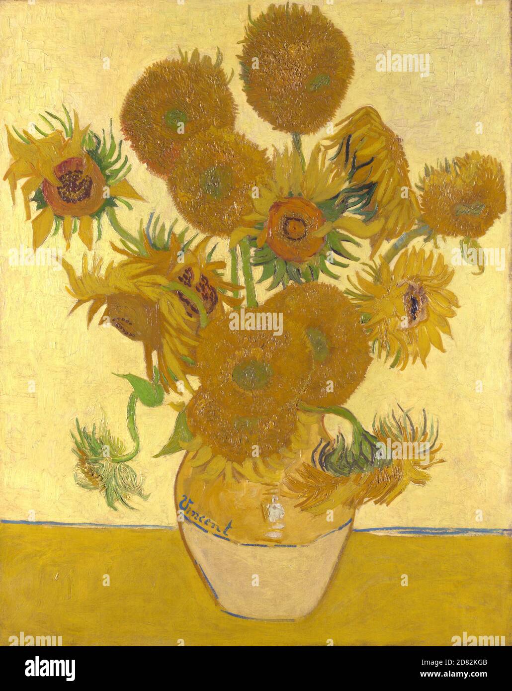 Title: Sunflowers Creator: Vincent van Gogh Date: 1888 Medium: Oil on canvas Dimensions: 92.1x73 cms Location: National Gallery, London Stock Photo