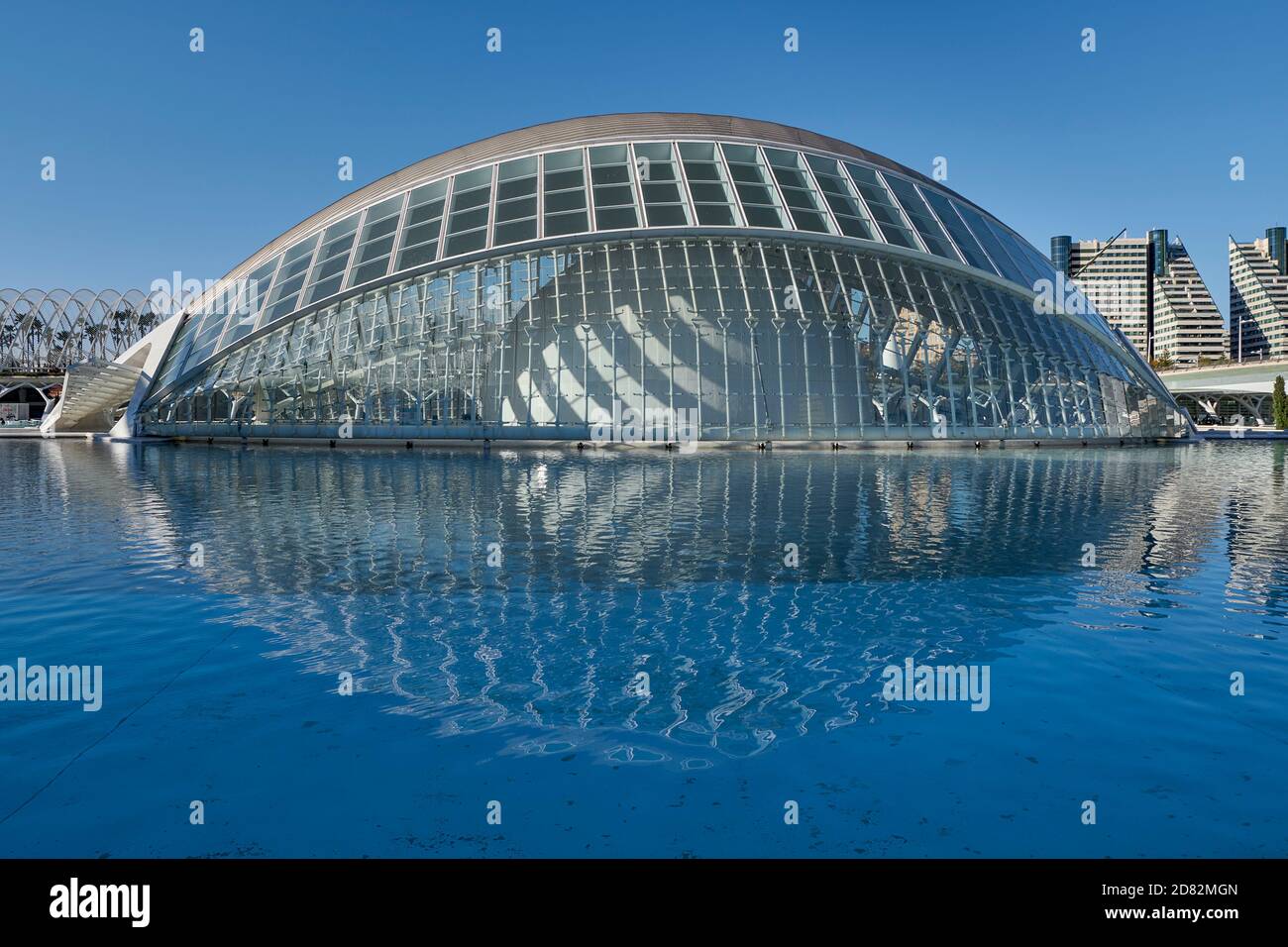 Hemisfèric building of the Ciutat de les Arts i les Ciències designed by Santiago Calatrava for audiovisual projection room Valencia Spain, Europe Stock Photo