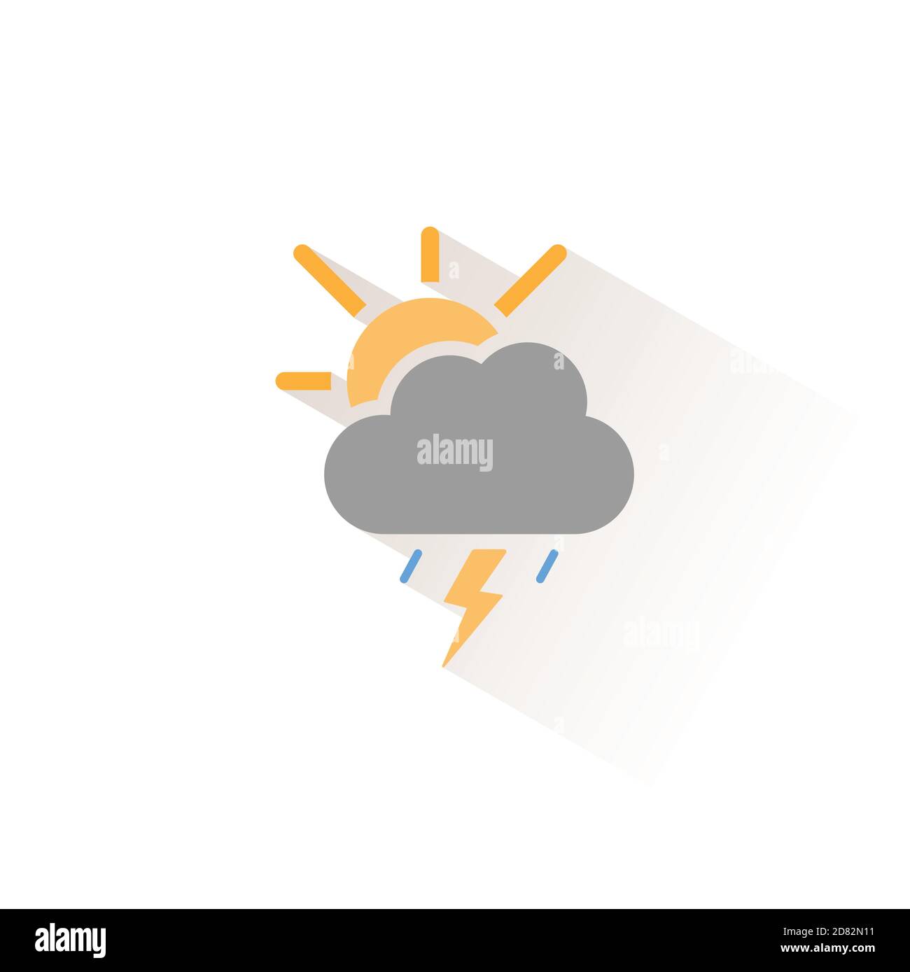 Storm and sun. Isolated color icon. Weather glyph vector illustration ...