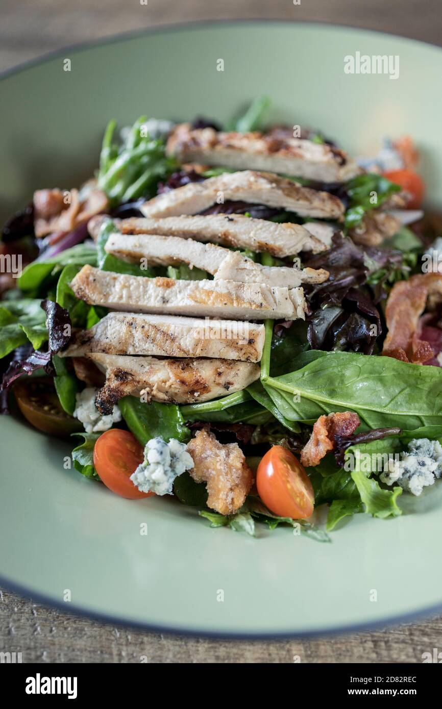 Grilled Chicken Bleu Cheese Salad Stock Photo Alamy