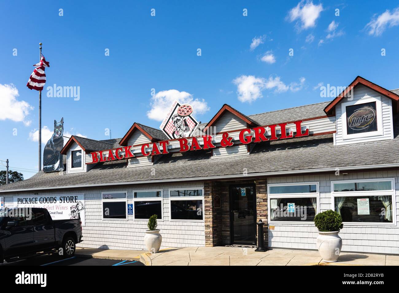 Absecon, NJ Sept. 30, 2020 The Black Cat Bar and Grill has a sign