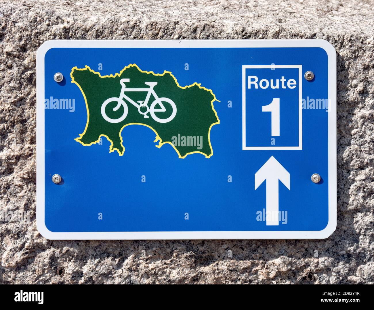 Route 1 Jersey Cycling Sign Stock Photo