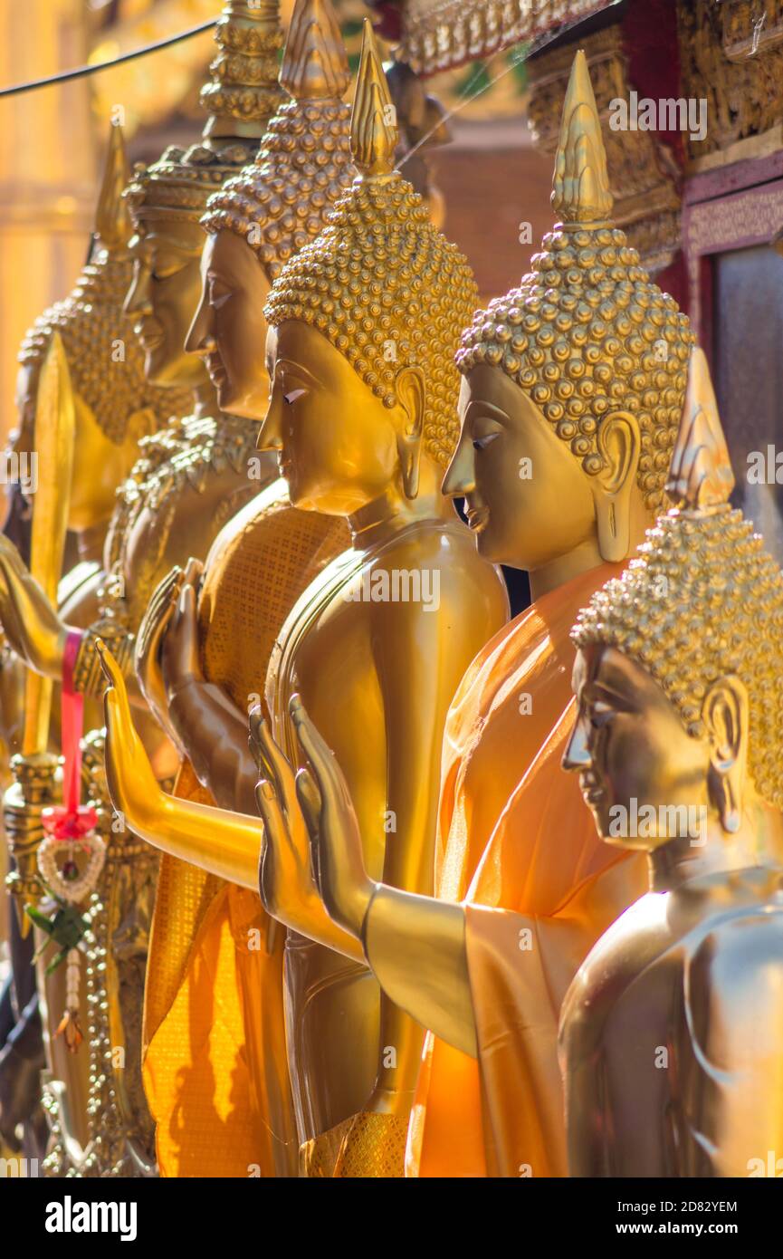 golden buddha statues in thailand Stock Photo Alamy