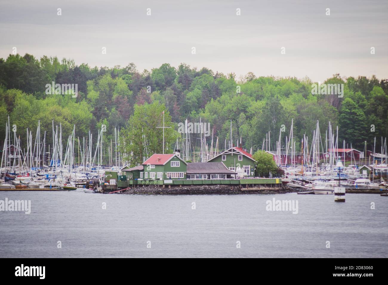 green yacht harbor in scandinavia Stock Photo Alamy