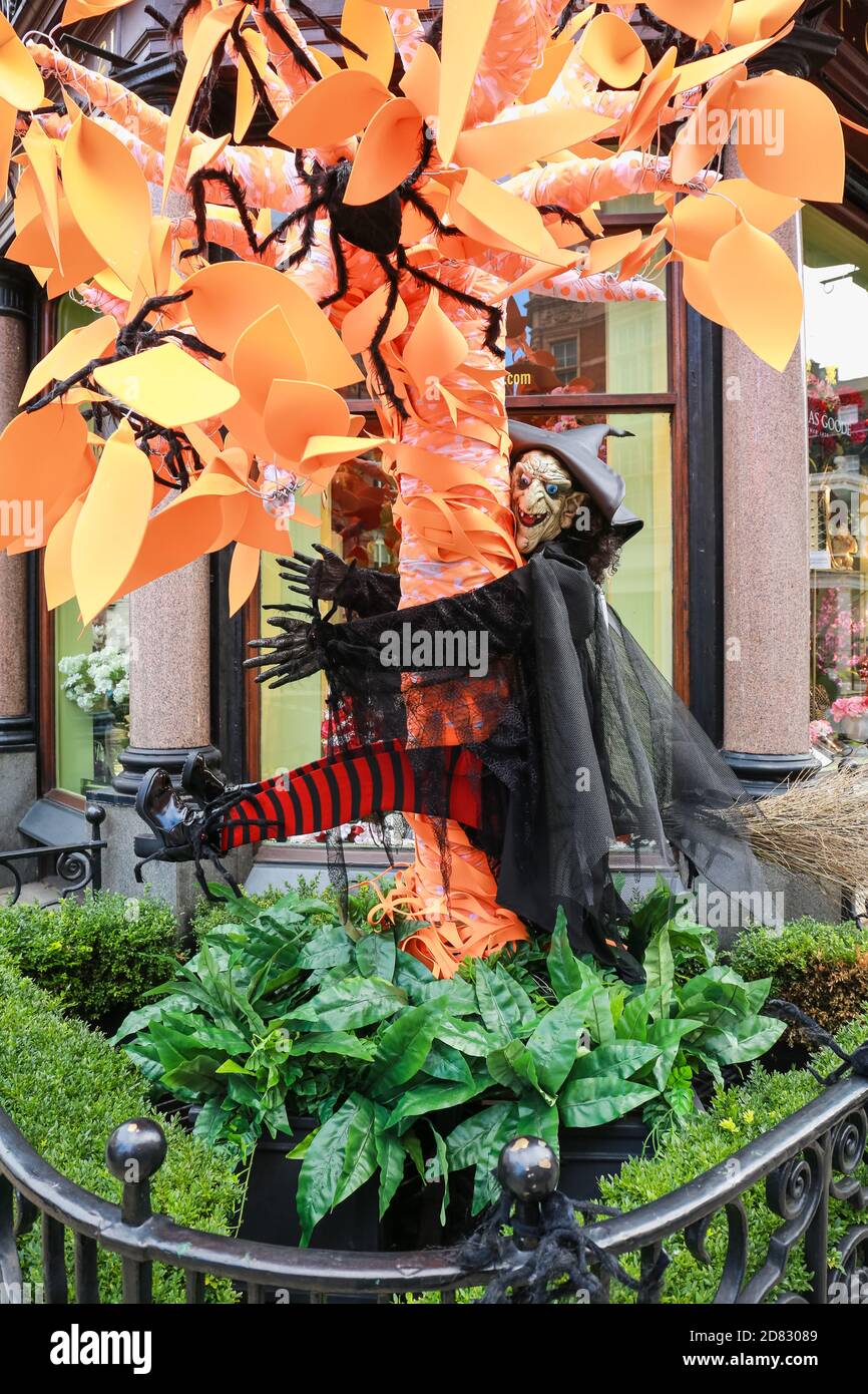 London, UK. 25 October 2020. Halloween installation outside shop Thomas Goode & Co. made by Goode Flowers. Credit: Waldemar Sikora Stock Photo