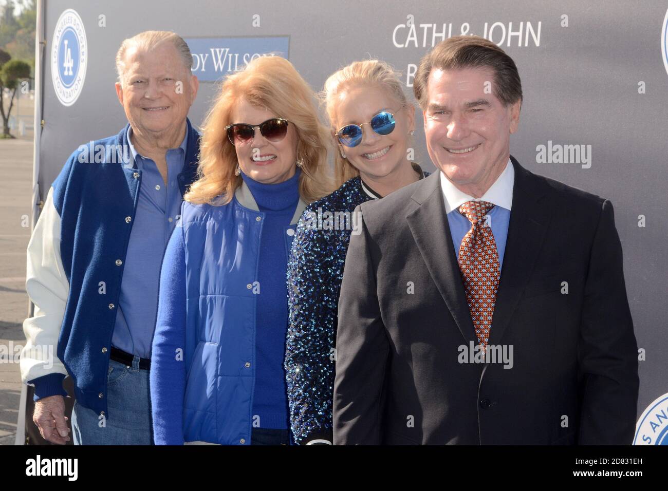 LOS ANGELES - JUN 8:  Burt Sugarman, Mary Hart, Guest, Steve Garvey at the Los Angeles Dodgers Foundations 3rd Annual Blue Diamond Gala at the Dodger Stadium on June 8, 2017 in Los Angeles, CA Stock Photo