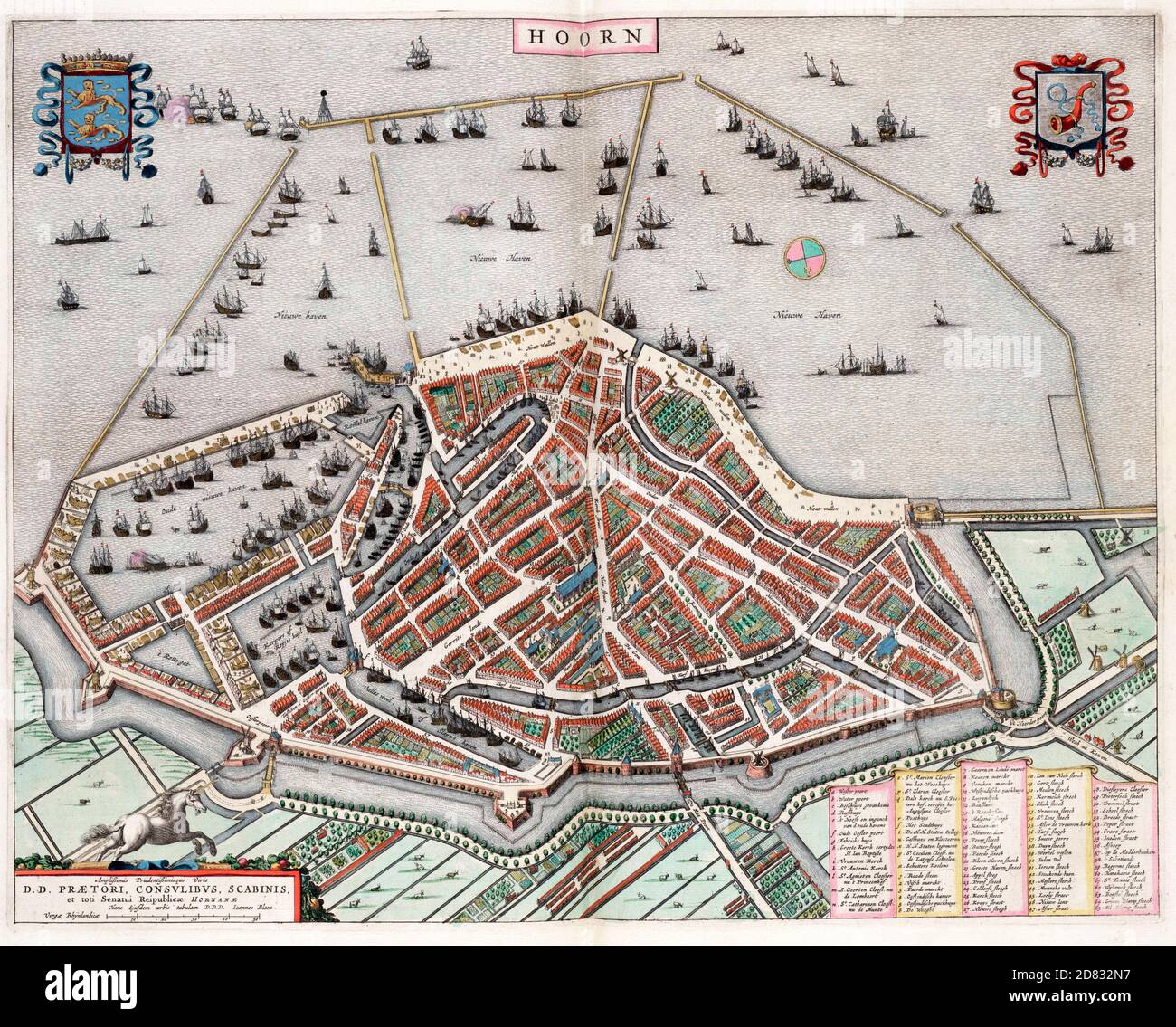 A map of Hoorn , The Netherlands, 1649 Stock Photo