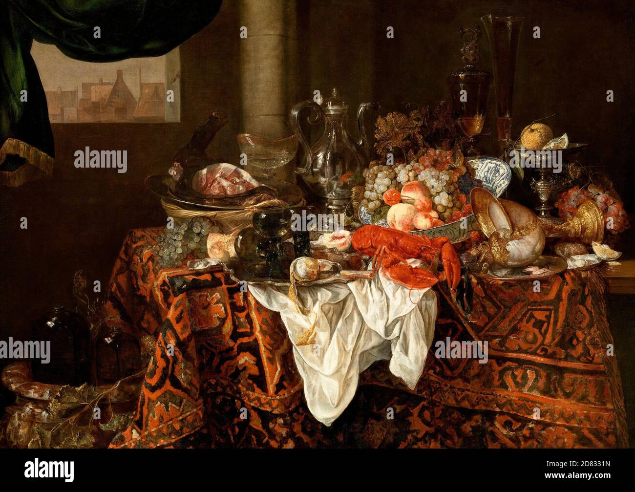 Banquet Still Life by Abraham van Beyeren, Oil on canvas Stock Photo