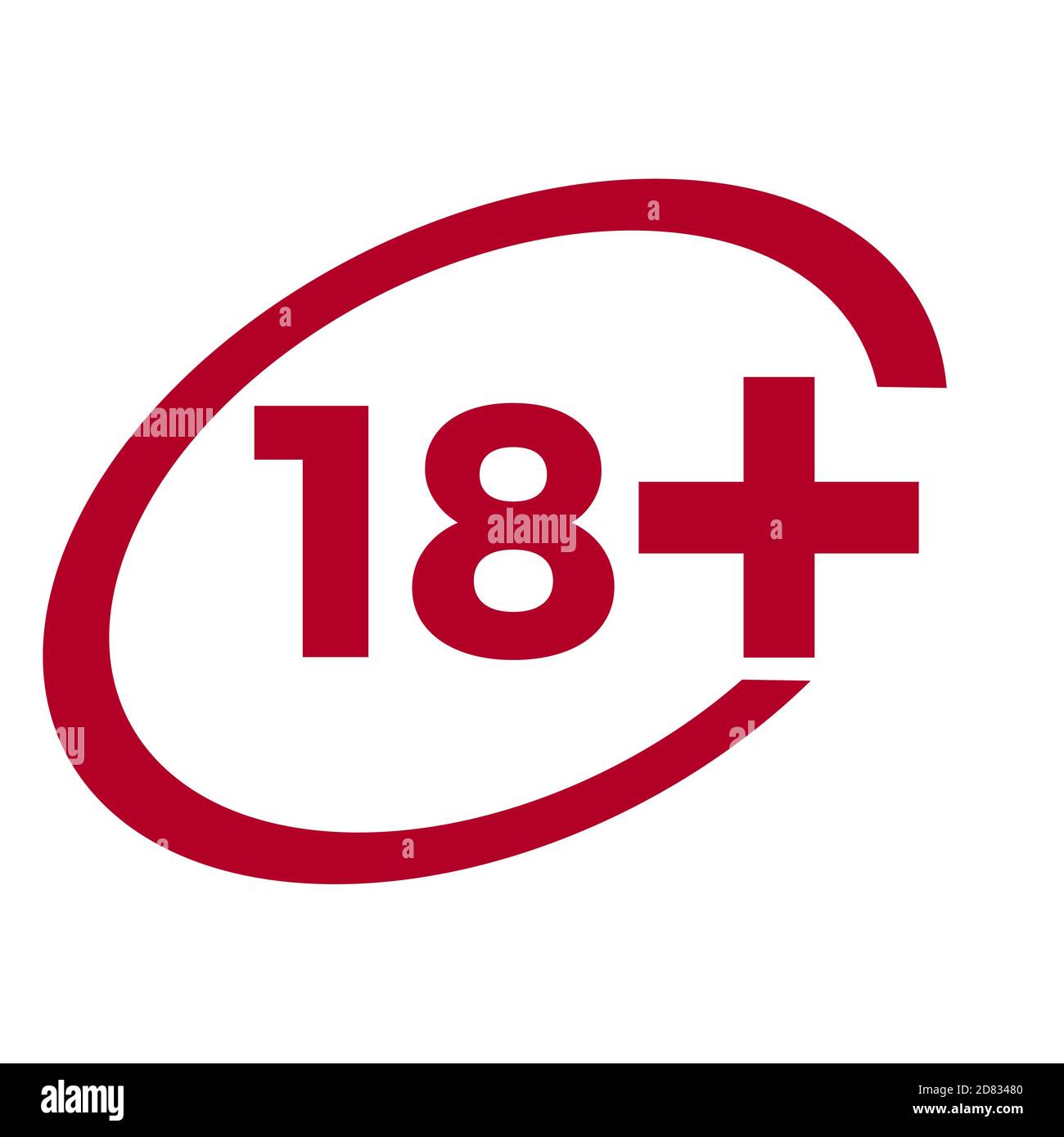 Red drop icon circle with age limit Stock Vector