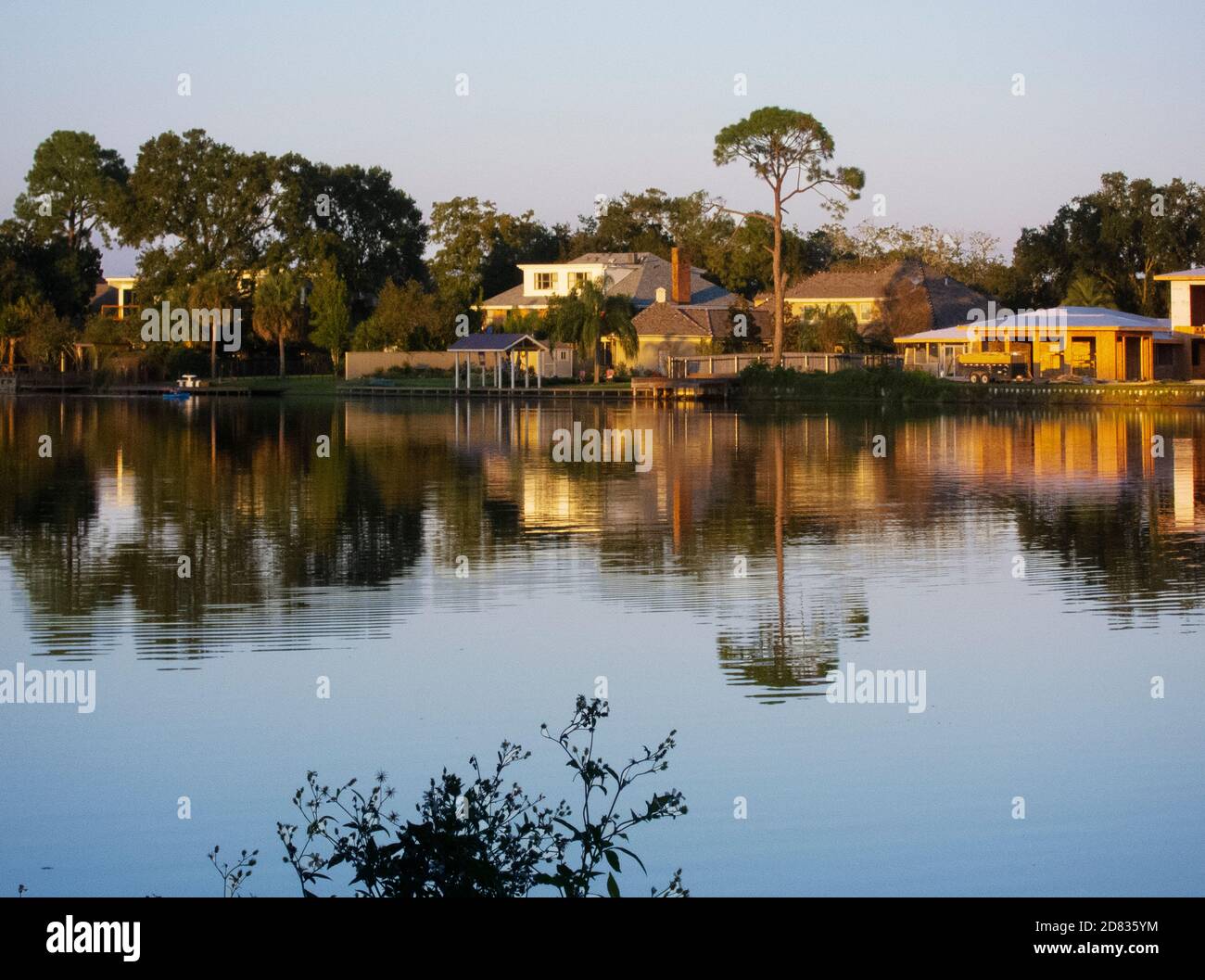 Homes along Bayou St. John, New Orleans, LA, USA. Stock Photo