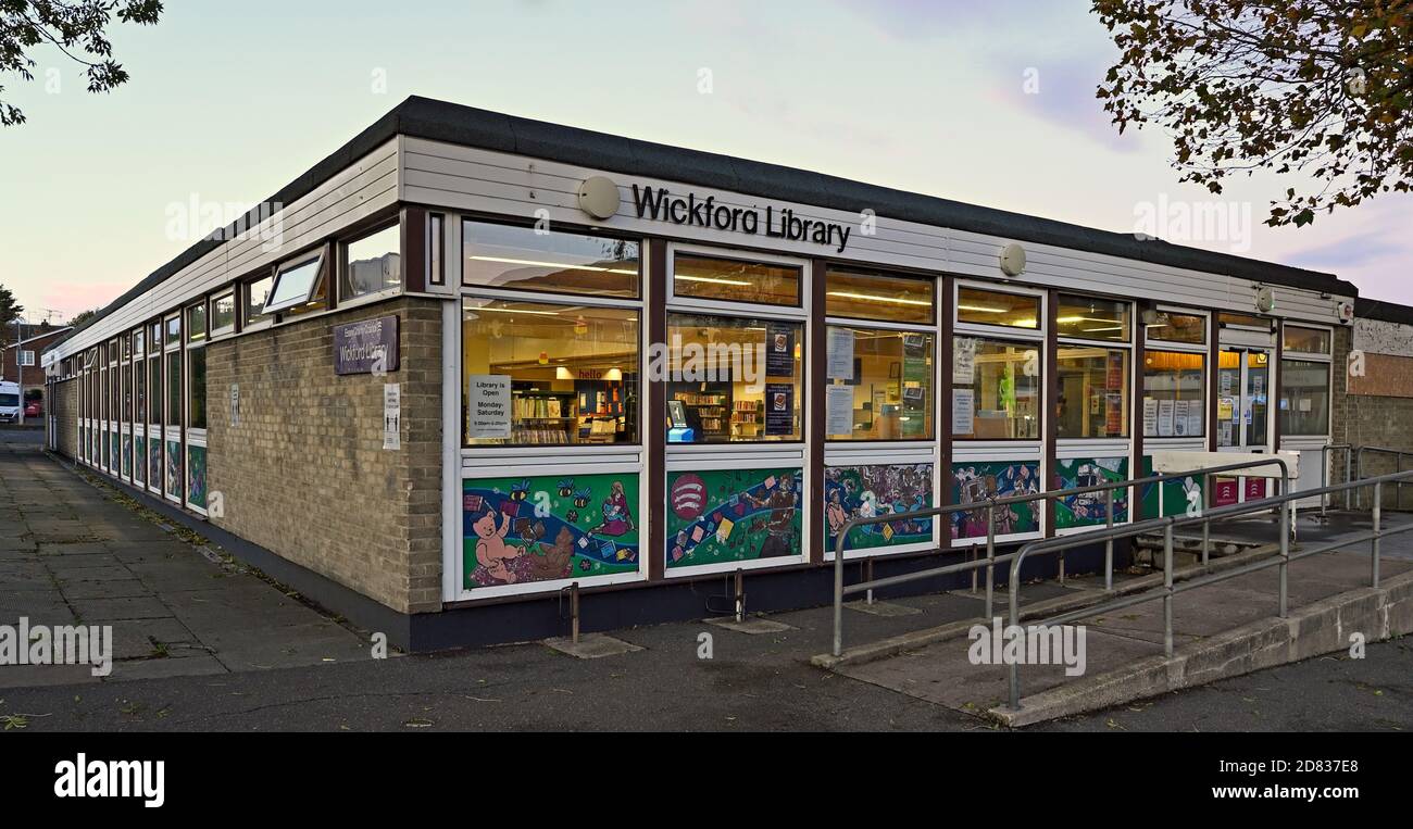 Wickford Library is at the corner of Market Road and Market Avenue. Stock Photo