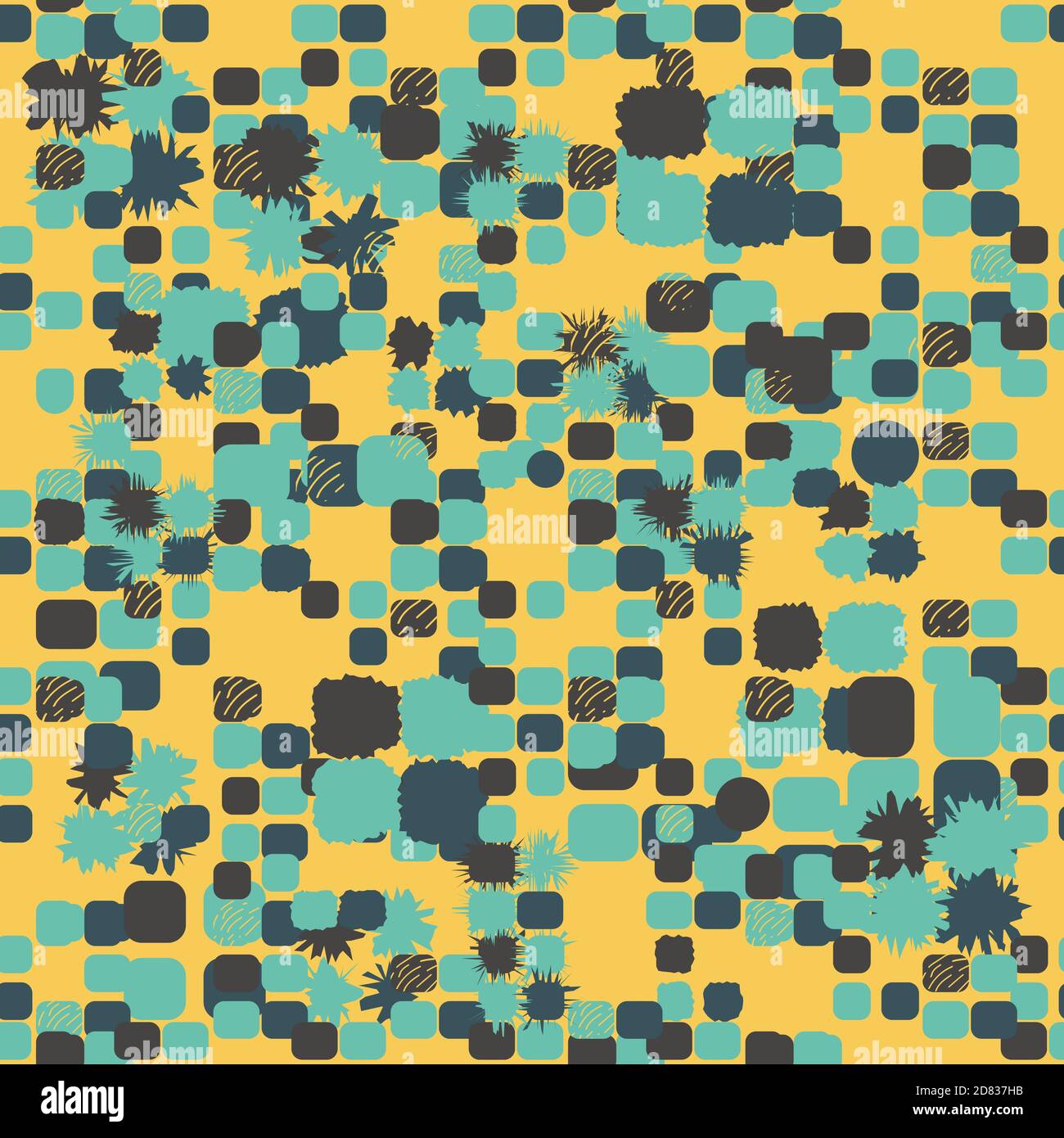 Yellow and blue abstract seamless pattern with lines and dots Stock ...