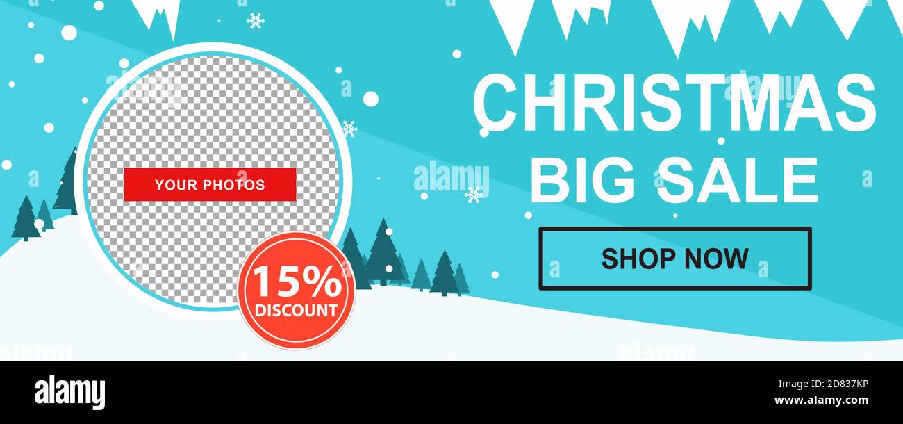 Christmas sale promotional banner with gifts and colorful christmas elements Stock Vector