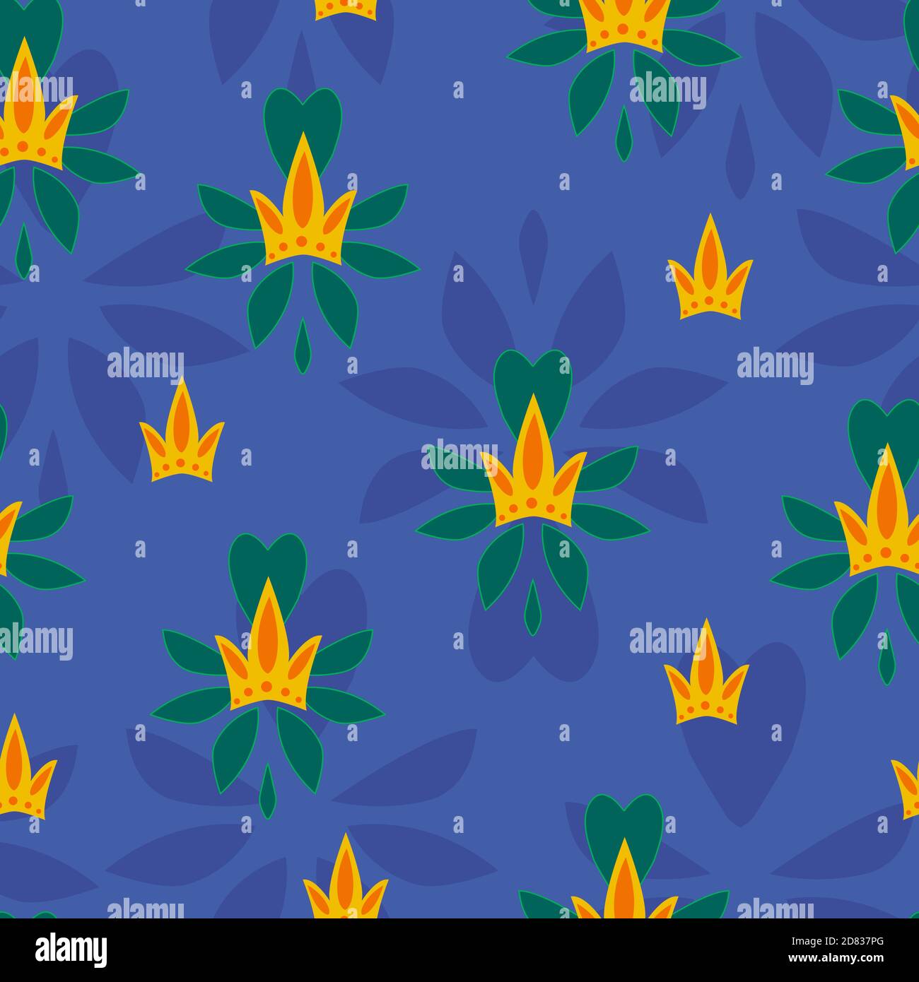 Pattern for girls. Princess crown. Childrens vector seamless pattern