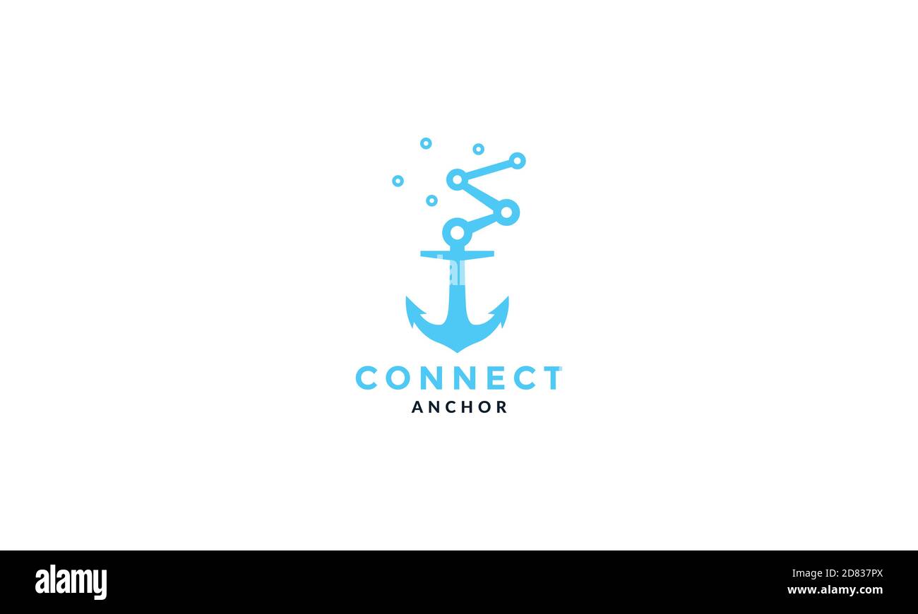 anchor with connect technology logo vector icon illustration Stock Vector