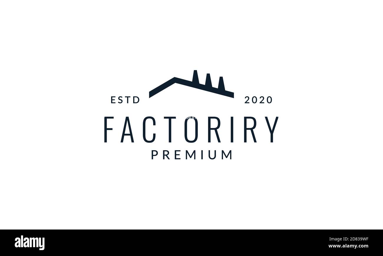 factory  line outline simple logo vector icon illustration Stock Vector