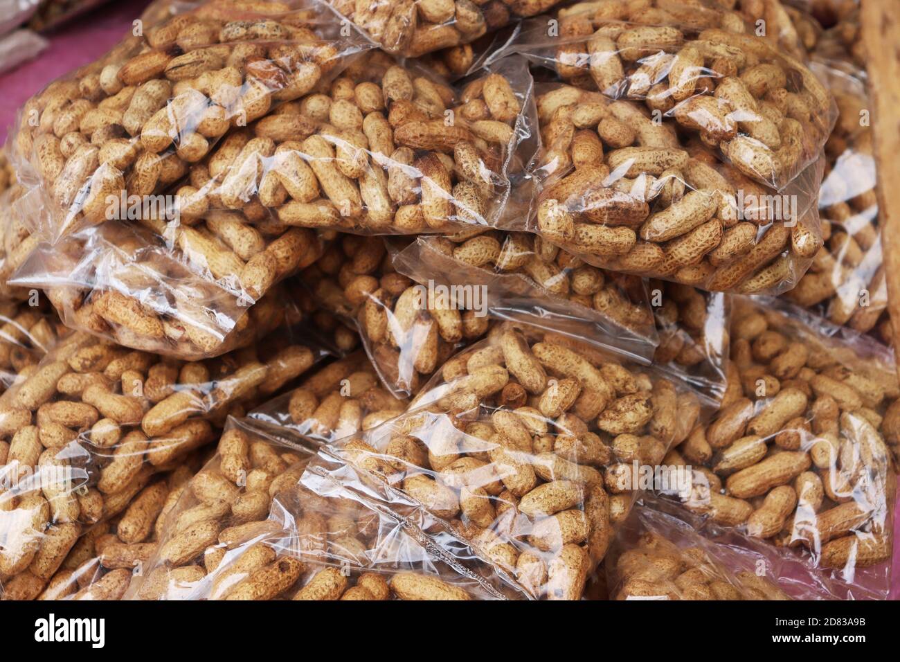 packed cashews pile for sale in the shop Stock Photo