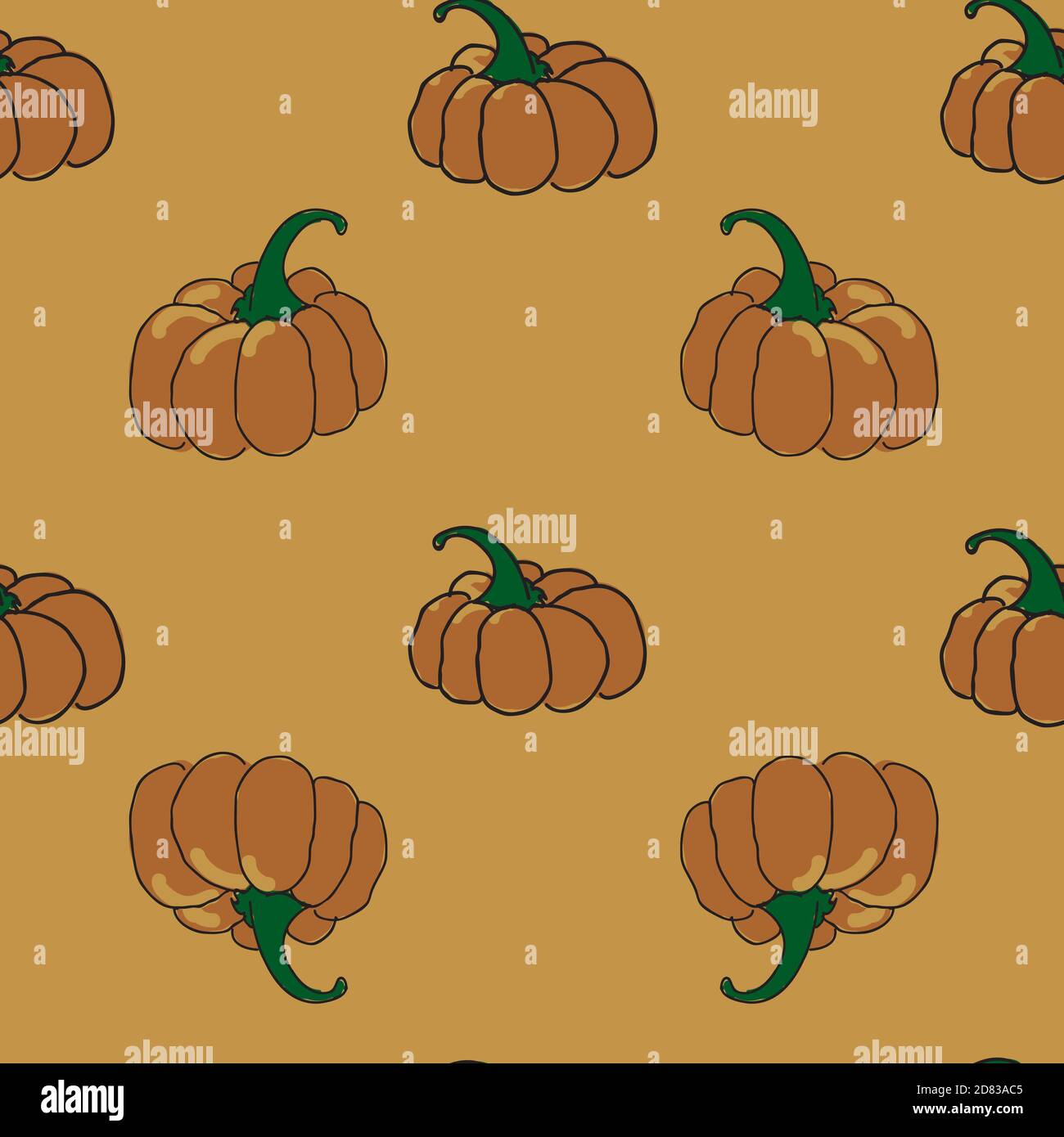 Pumpkins seamless vector repeat orange background surface pattern design Stock Vector
