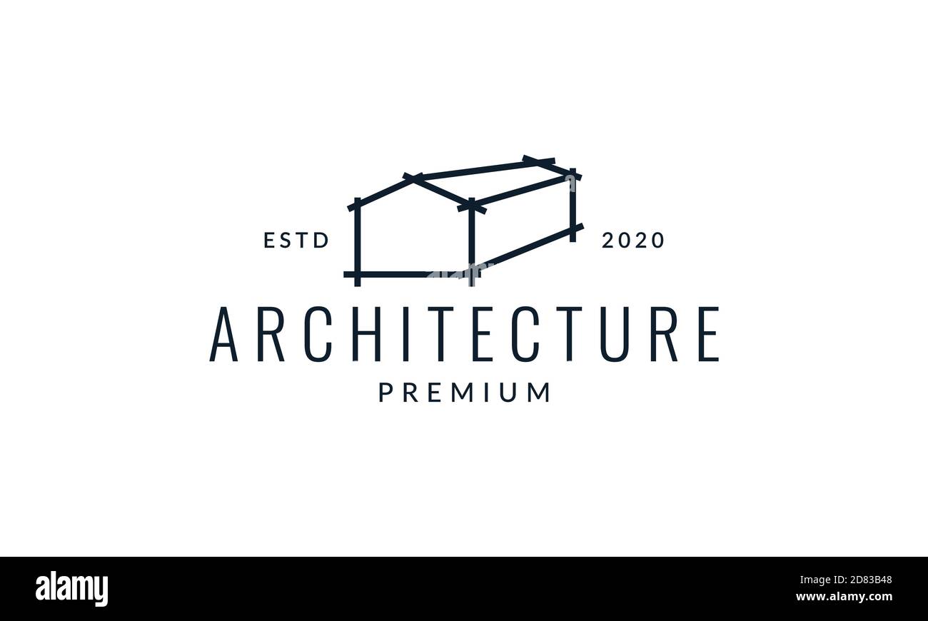 warehouse architecture line outline simple logo vector icon illustration Stock Vector