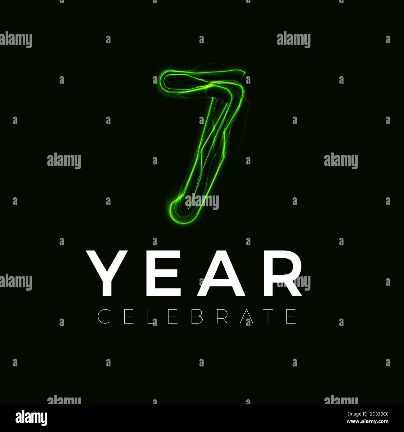 Seven Years celebrate poster for party. 7 years sign. Seventh birthday celebrate. Number for