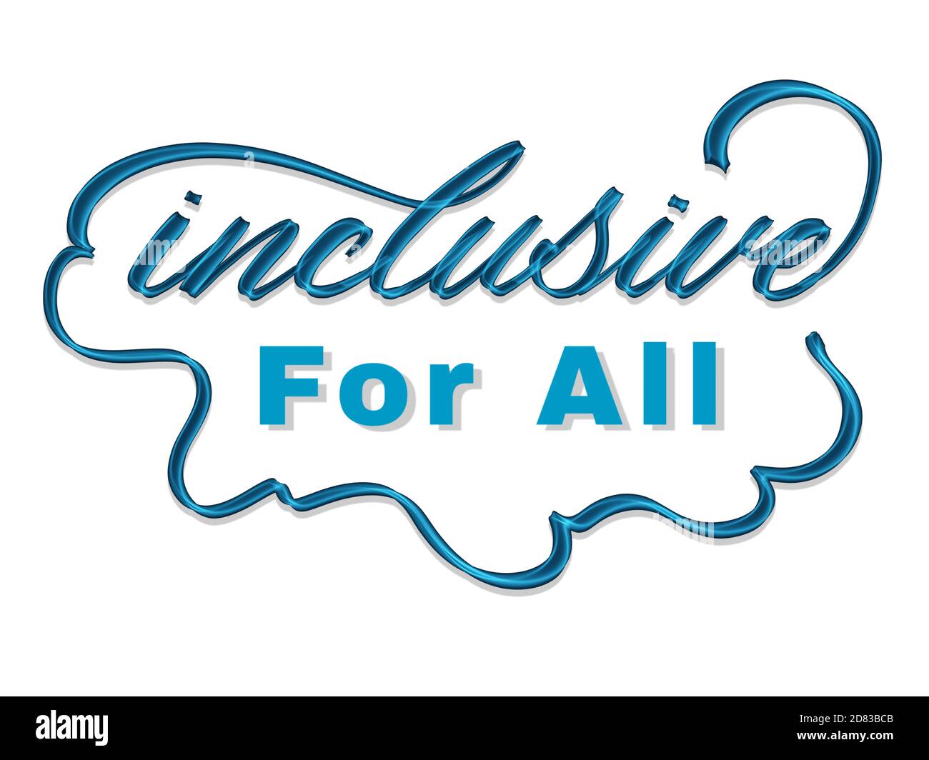 Inclusive For All - hand lettering design about trend of making products accessible for everybody Stock Photo