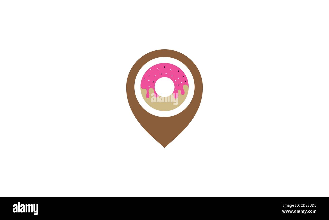donuts with pin map location  logo vector icon illustration Stock Vector
