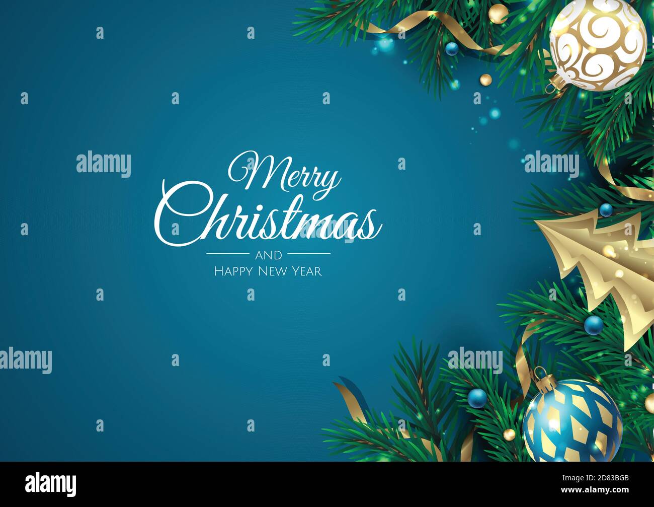 Merry Christmas and Happy New Year. Xmas background with xmas tree ...