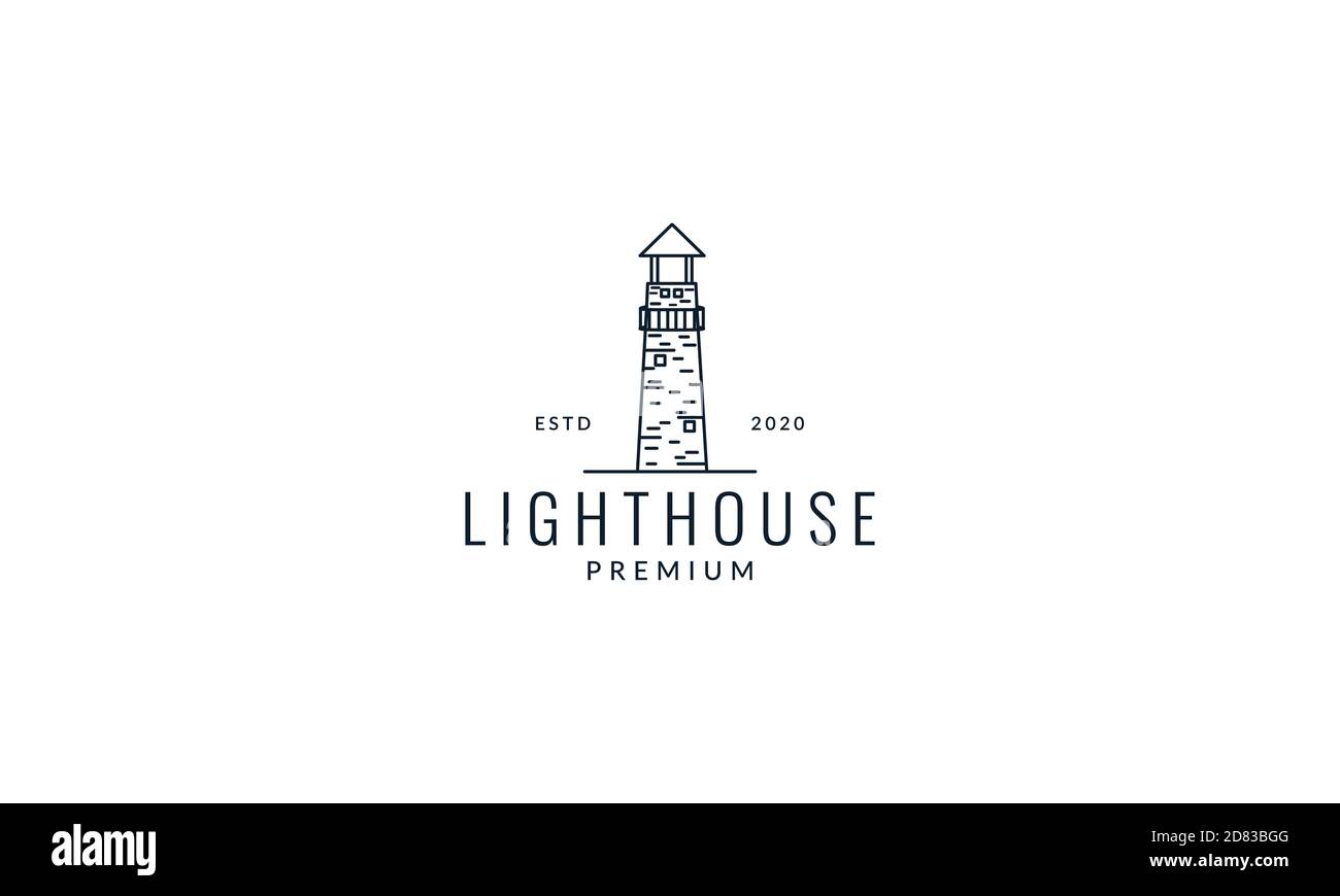 lighthouse line outline simple hipster logo vector icon illustration Stock Vector