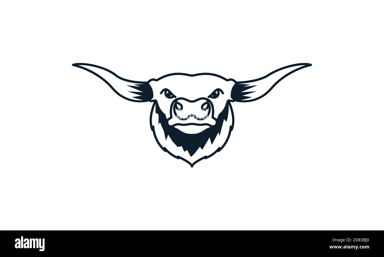 head face strong buffalo line outlines modern logo vector icon ...