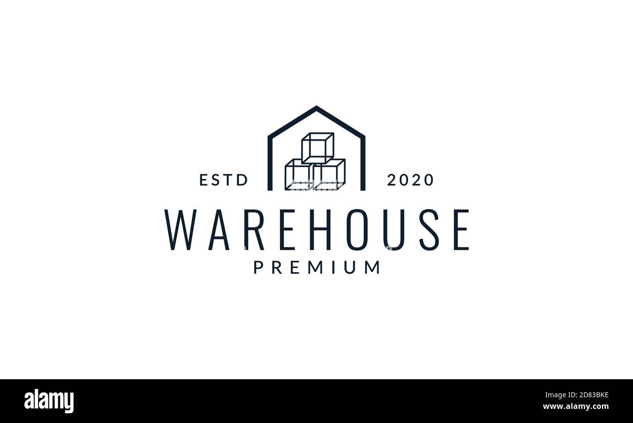 warehouse or storage line outline simple logo vector icon illustration Stock Vector