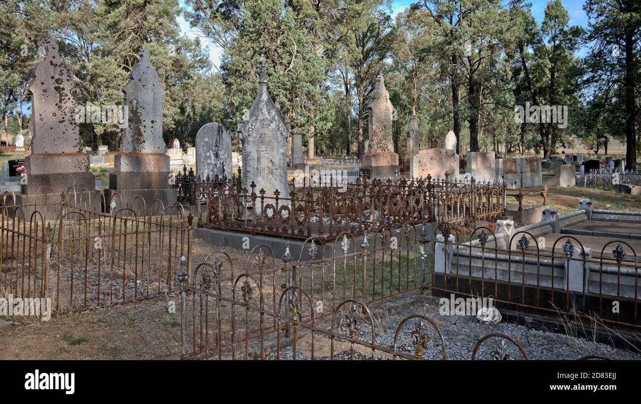 Some Old Graves in Country Cemetery Stock Photo