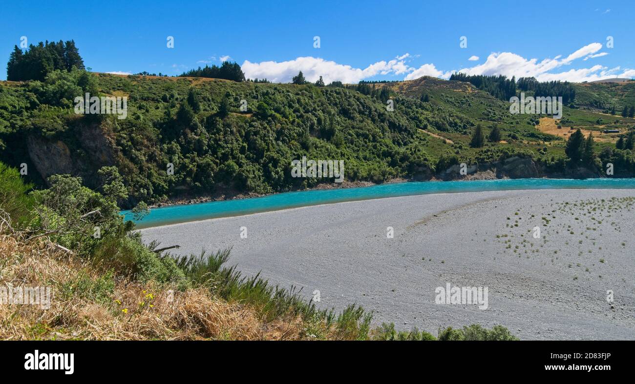The Rakaia River Near Methven South Island NZ Stock Photo