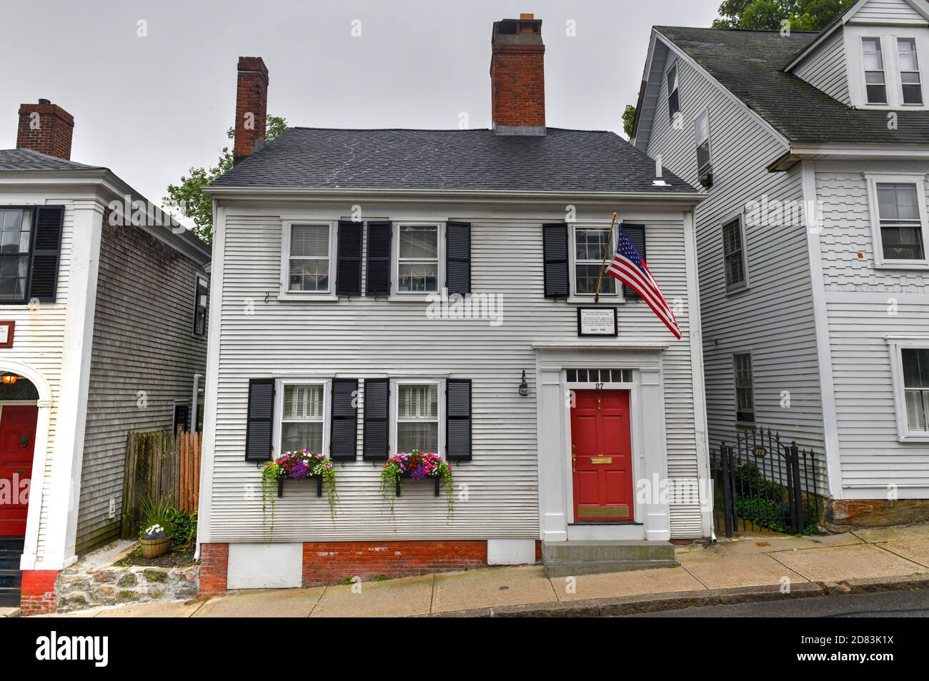 Plymouth, MA - July 3, 2020: Leyden Street, created in 1620 by the Pilgrims, and claims to be the oldest continuously inhabited street in the thirteen Stock Photo