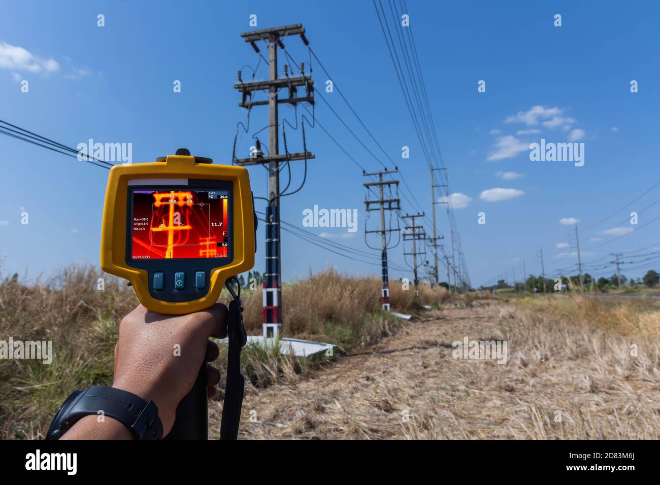 Thermoscan(thermal image camera), Industrial equipment used for checking the internal temperature of the machine for preventive maintenance, This is c Stock Photo