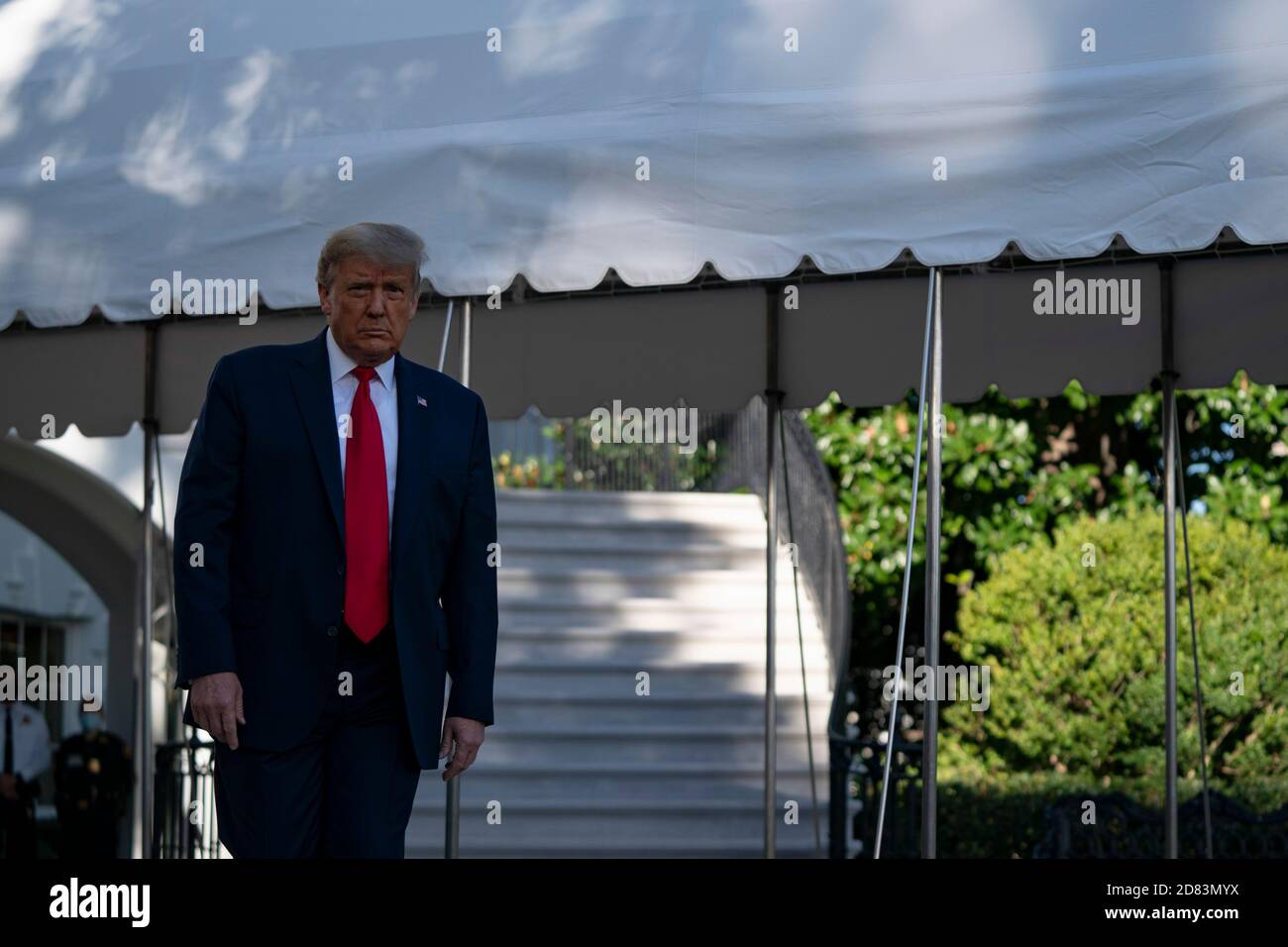 US President Donald Trump prior to departing the White House abroad Marine One on Saturday, September 19, 2020 in Washington, D.C.-Trump is traveling to North Carolina for a campaign event before returning to Washington, D.C. tonight. Credit: Alex Edelman/The Photo Access Stock Photo