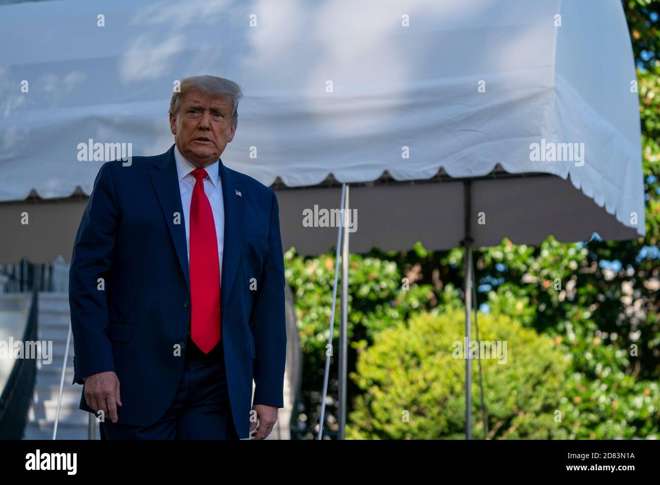 US President Donald Trump prior to departing the White House abroad Marine One on Saturday, September 19, 2020 in Washington, D.C.-Trump is traveling to North Carolina for a campaign event before returning to Washington, D.C. tonight. Credit: Alex Edelman/The Photo Access Stock Photo
