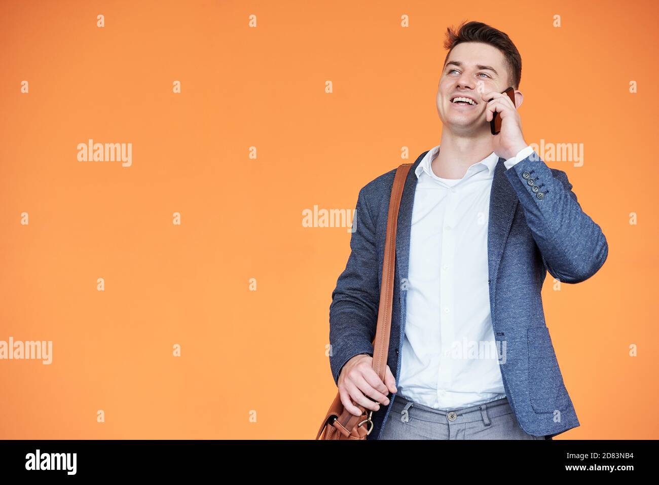 Entrepreneur talking on phone Stock Photo