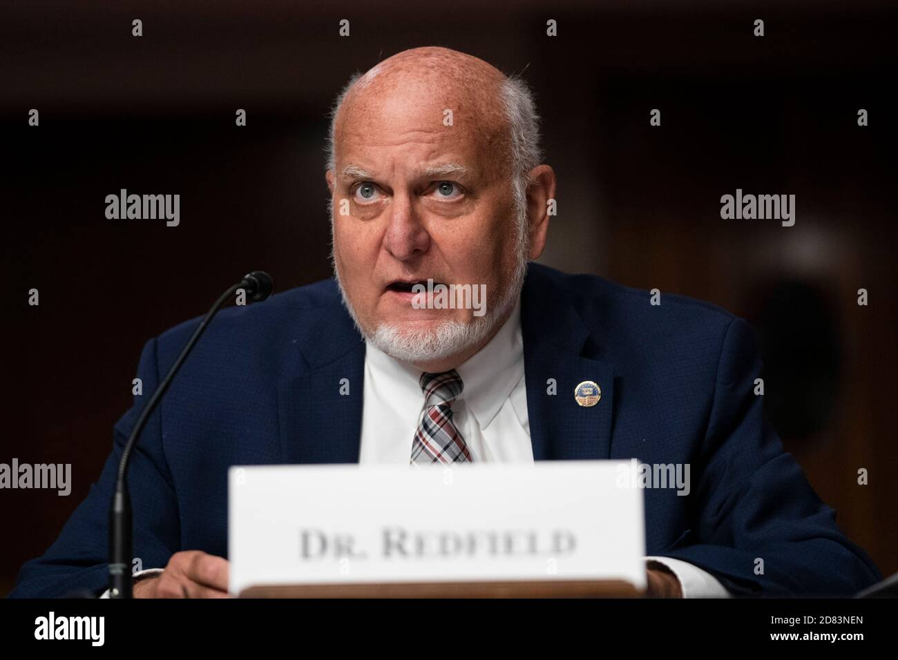 Robert Redfield, MD, Director, United States Centers for Disease Control and Prevention; testifies during a U.S. Senate Senate Health, Education, Labor, and Pensions Committee Hearing to examine COVID-19, focusing on an update on the federal response at the U.S. Capitol on September 23, 2020 in Washington, D.C. Credit: Alex Edelman/The Photo Access Stock Photo