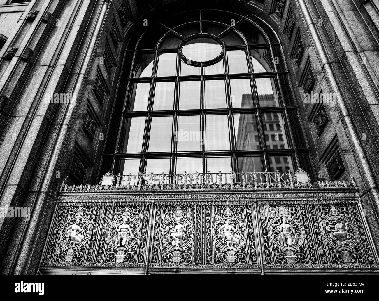 2nd Ave Entrance to the Fisher Building in Detroit, Michigan Stock Photo