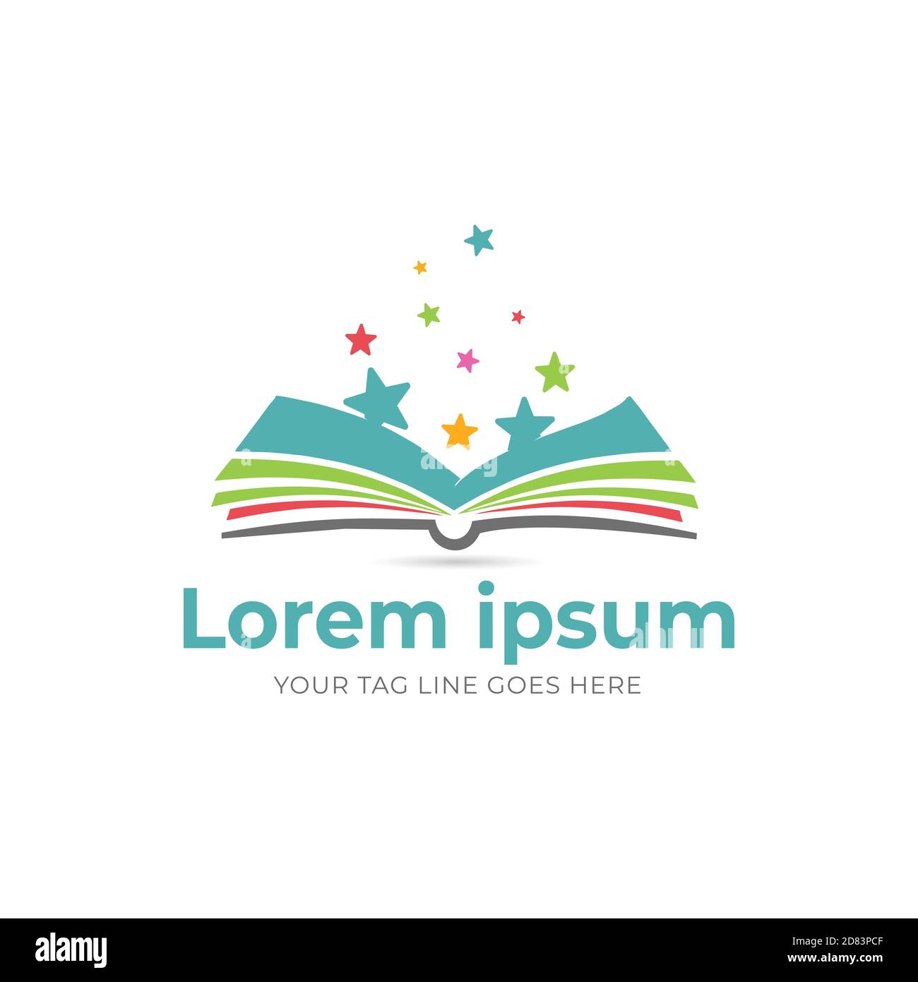 Book logo with star. Education logo design for kids childcare Stock