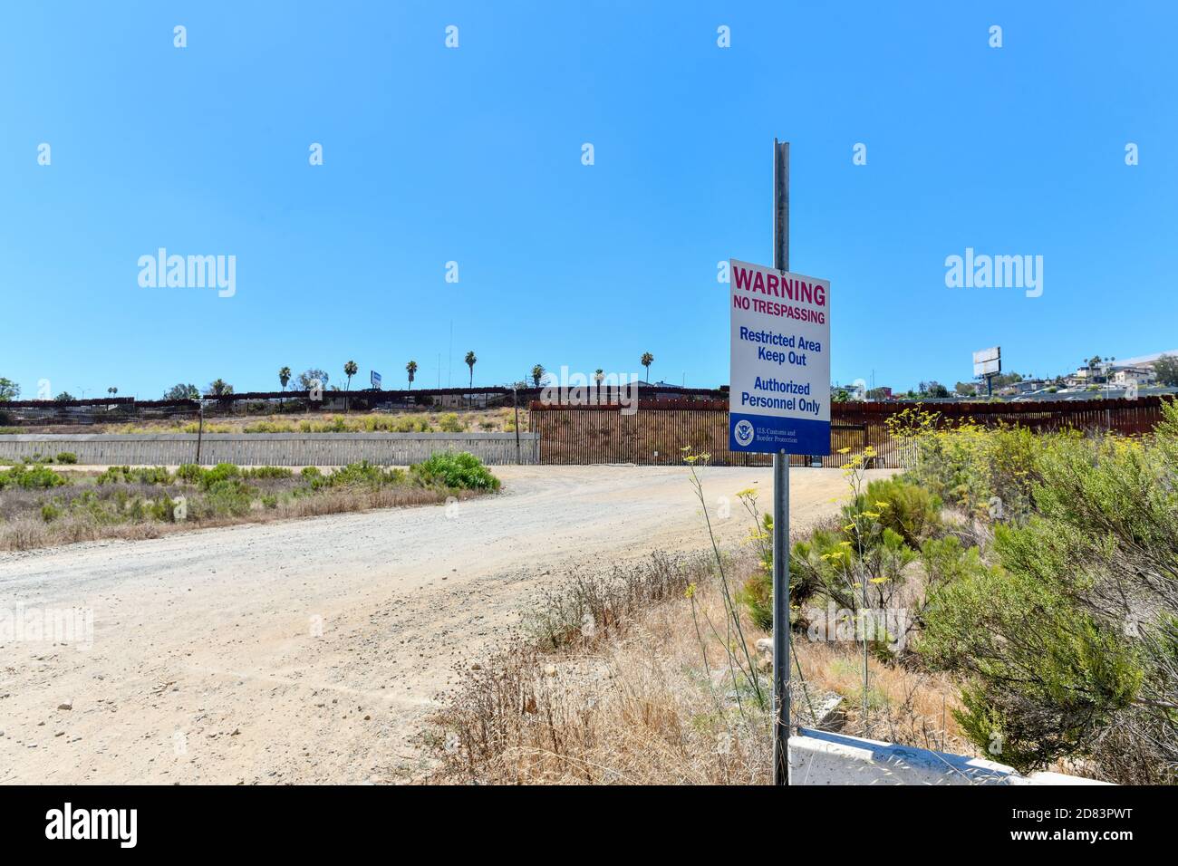 The Border Wall between the United States and Mexico from San Diego ...