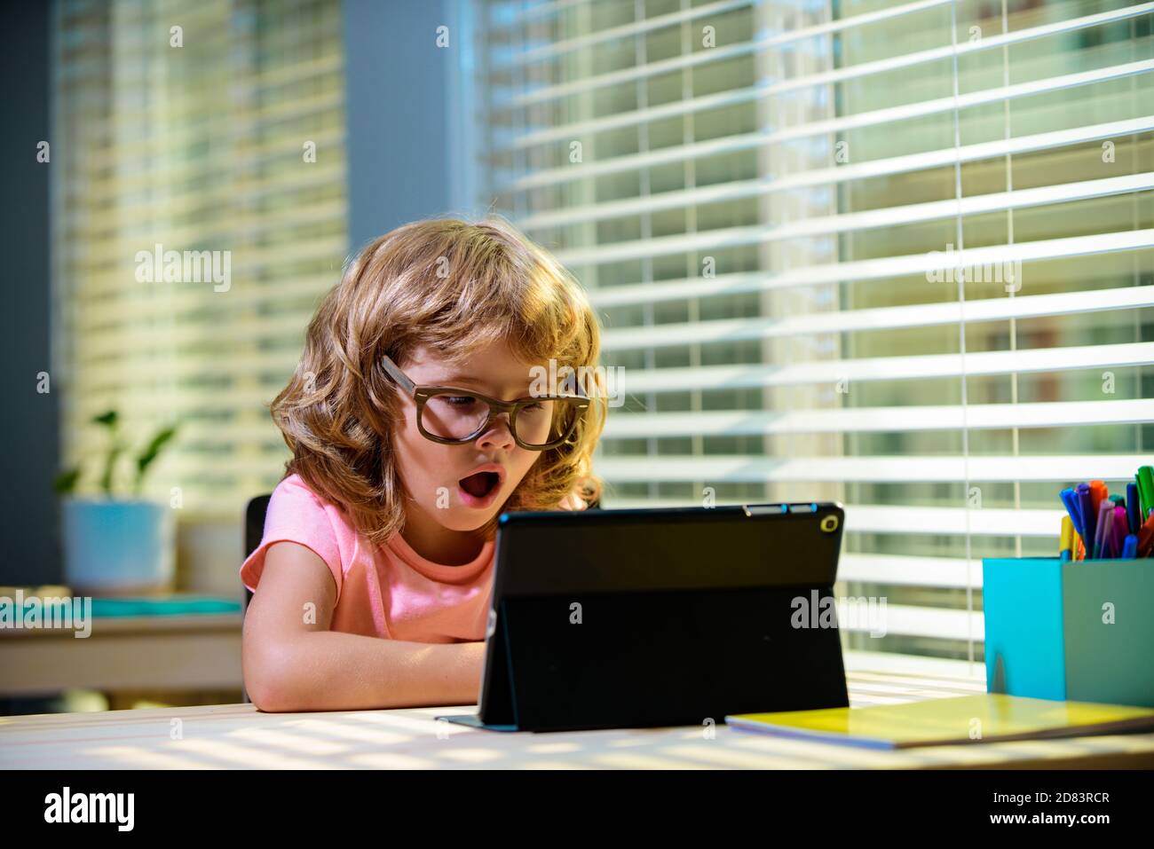 Online learning at home. Kid education. Distance learning for kids ...