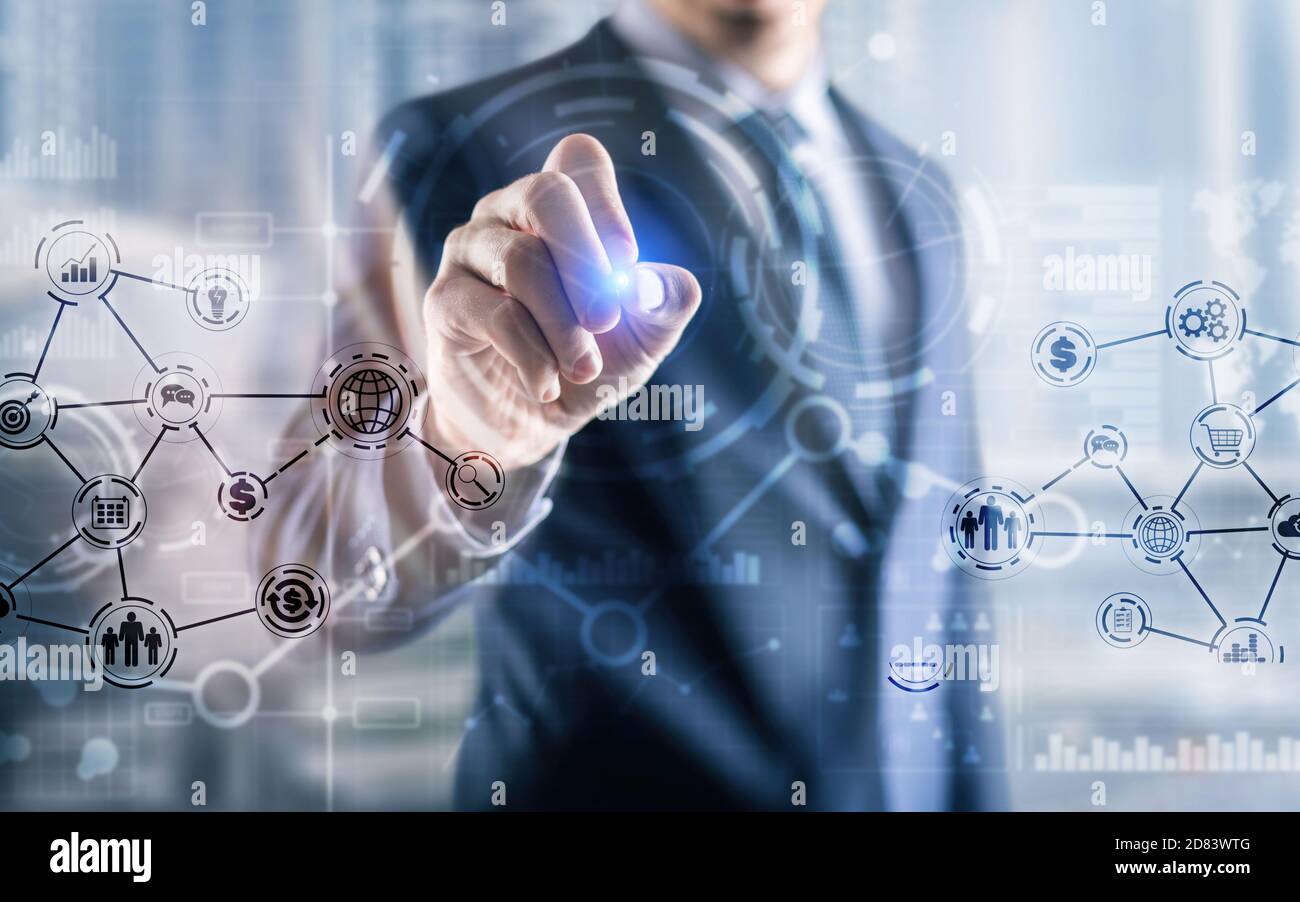 Business intelligence. Financial dashboard with key performance indicators. Stock Photo
