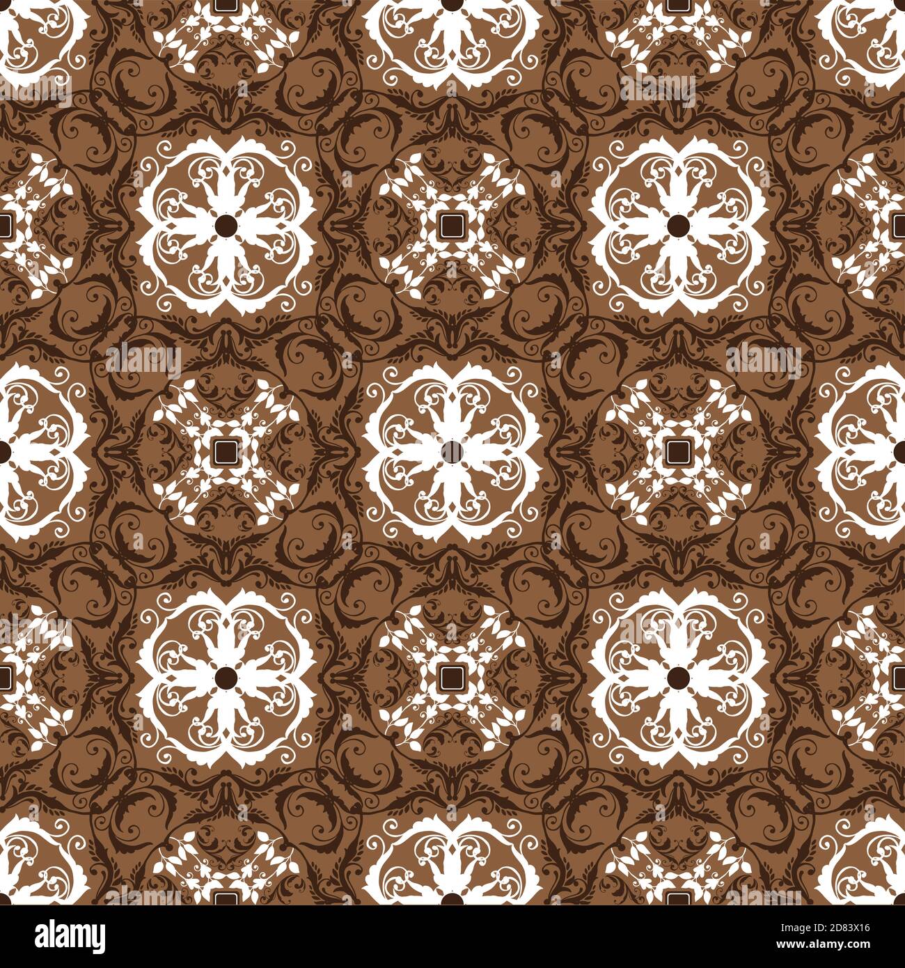 Vintage circle motifs design on Tradisional Java batik with dark brown ...