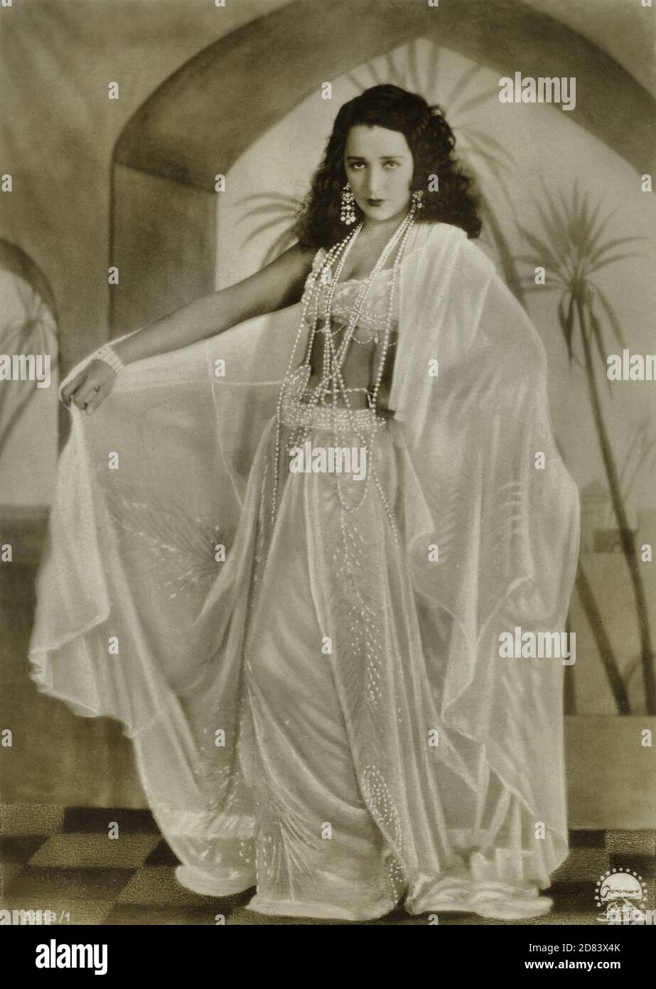 Vintage Postcard. Bebe Daniels (American actress) in 'She's a Sheik' (1927 silent film) - photo by Eugene Robert Richee - restored from original postcard by Montana Photographer. Stock Photo
